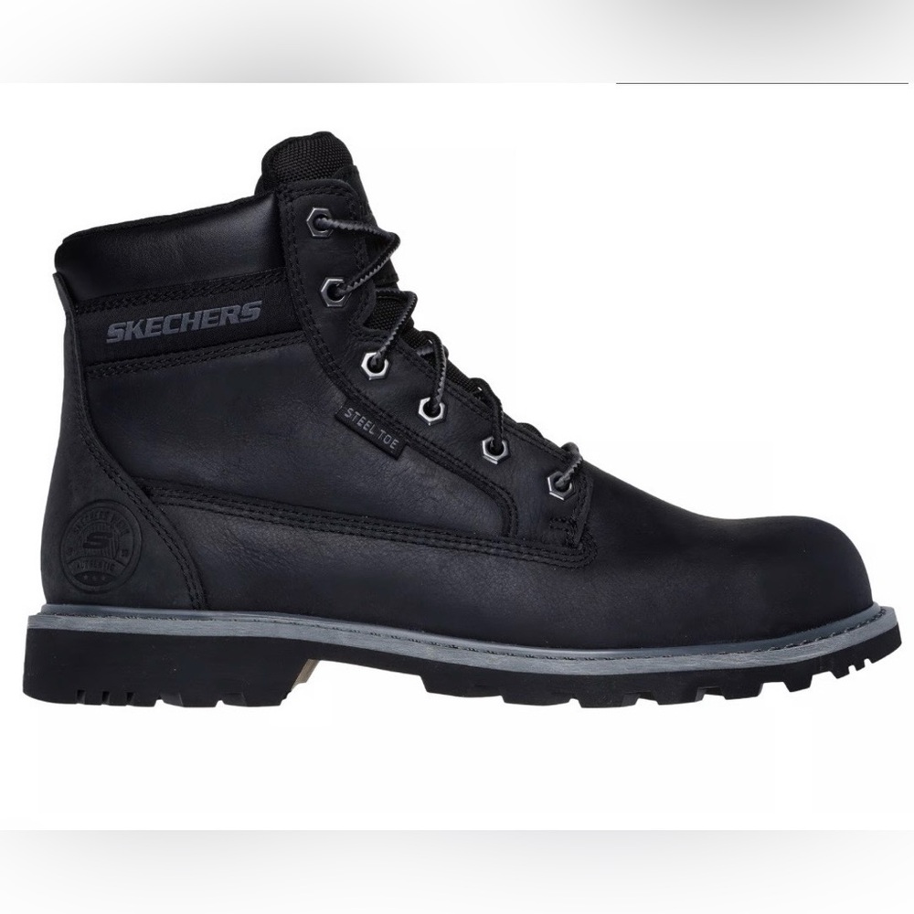 New Skechers Men's Black Leather Boots
